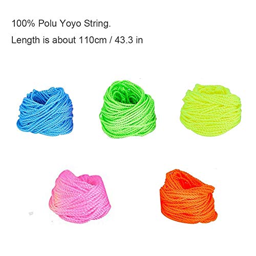 Colorful Yoyo String, 100% Polyester - Fits for Responsive and Non Responsive Yoyos - Pack of 25 (Red, Orange, Yellow, Blue, Green), Yoyo Accessory