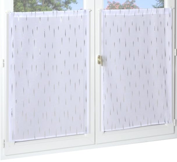 Atout Ciel Pair of Printed Curtains with Rod Pocket Finish Ready to Hang 2 x 60 x 120 cm White