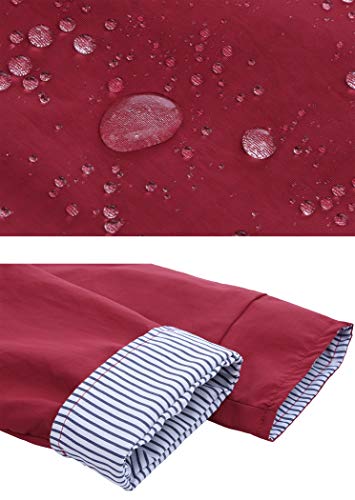 FISOUL Windbreaker Raincoats Waterproof Lightweight Rain Jacket Outdoor Hooded Women's Trench Coats Dark Red S