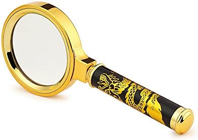 Guerbrilla 90mm Handheld 5X Loupe Magnifier Magnifying Glass with Handle for Science, Reading Book, Inspection, Coins, Insects, Rocks, Map, Crossword Puzzle (Lens diameter 60mm)