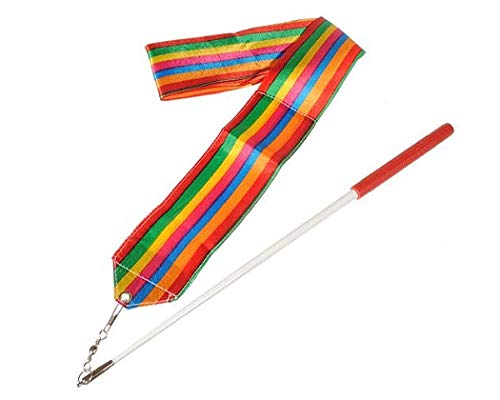 ACE SELECT Dance Ribbons with Wands 4m Rhythmic Gymnastics Ribbon Dance Streamer for Kids Baton Twirling - Rainbow