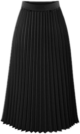 Season Show Women's High Waist A-Line Retro Elegant Pleated Midi Skirt