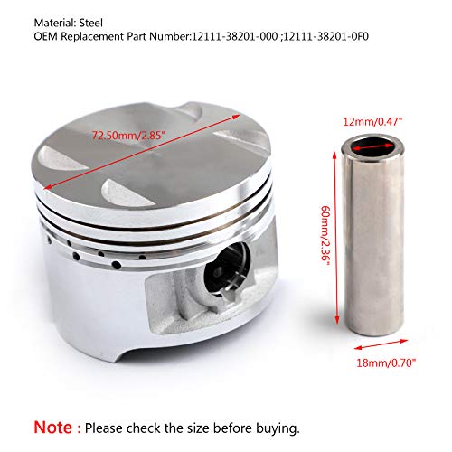 Artudatech Piston Ring Kit +0.50mm For Suzuki DR250 GN250 1982-2001 Bore Size 72.50mm