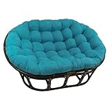 International Caravan Furniture Piece 63x45-Inch Double Papasan with Micro Suede Cushion, Aqua Blue