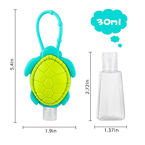 Biubee 6 Sets Cartoon Silicone Hand Cleaner Holders Empty Travel Keychain Carriers with Hand Refillable Bottles Mini Detachable Kids Portable Plastic Leakproof Liquid Soap Bottles for Travel Daily Use