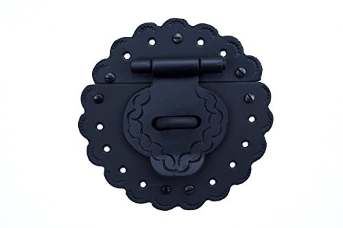 Hasp 5.5" For Trunks or Chests Rustic Hammered Iron Black Finish Hand Crafted Borderland Rustic Hardware - Thumbnail 2