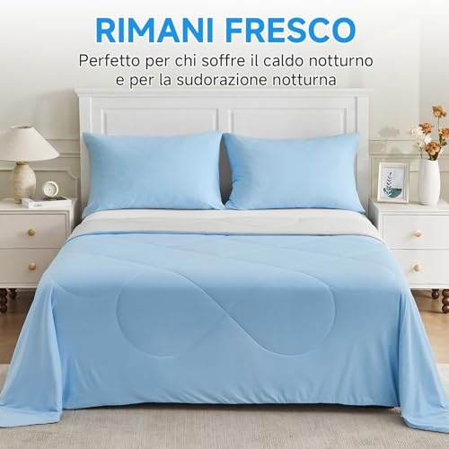 HOMFINE Cooling Blanket Bed – Super Soft Summer Blanket for Double Bed Q-Max>0.4 Cool Summer Blanket, Refreshing Cooling Blanket Breathable Summer Blankets, Blue, 270 x 230 cm