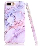 iPhone 7 Plus Case, Purple Pink Marble Design by BAISRKE Slim Flexible Soft Silicone Bumper Shockproof Gel TPU Rubber Glossy Skin Cover Case for iPhone 7 Plus & iPhone 8 Plus