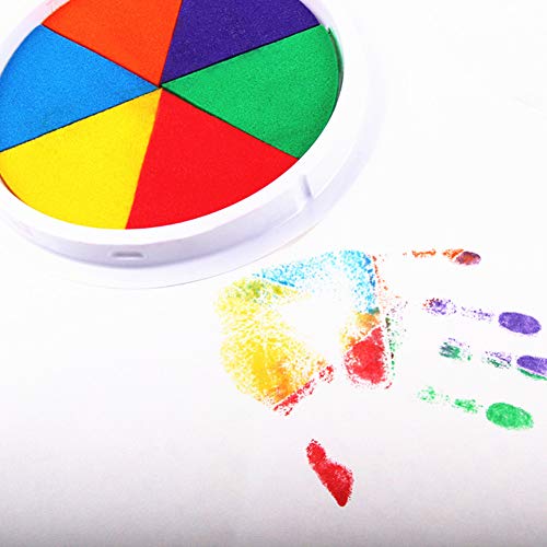 Craft Large Ink Pad Stamps Partner DIY Color, Washable Rainbow Finger Ink Pad for Fingerprints Birth Footprint Rubber Stamps for Office Usage Kids Gift (Set of 9) - Thumbnail 6