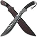 Jungle Master JM-031B Machete, Black Reverse Serrated Blade, Black Cord-Wrapped Handle, 21-Inch Overall