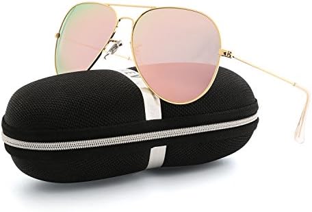VOPOLAR Sunglasses for Women Men Aviator Polarized Unisex Superlight UV Driving (Gold/Pink, 63)
