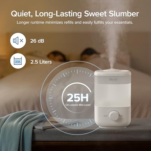 LEVOIT Top Fill Humidifiers for Bedroom, 2.5L Large Tank, Easy to Fill