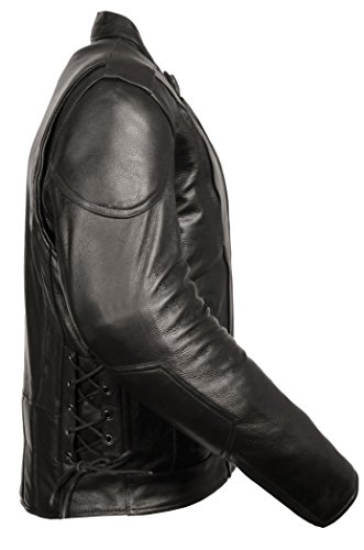 Milwaukee Men's Side Lace Vented Scooter Leather Jacket (Black, 4X-Large)