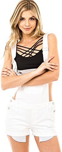 Wax Women's Juniors Cute Denim Overall Shorts