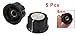 uxcell 5 Pcs Black Silver Tone 24mm Top Rotary Knobs for 6mm Dia. Shaft Potentiometer