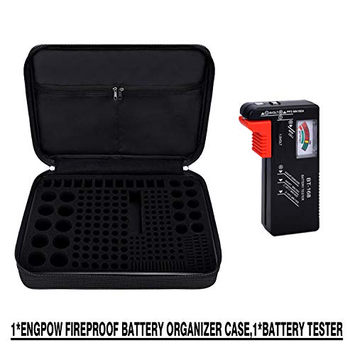 ENGPOW Battery Organizer,Fireproof Battery Organizer Storage Case with