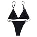 RELTANGL Women's Bikini Halter Top Tie Side Bottom Swimwear Bikini Set,Black, Large