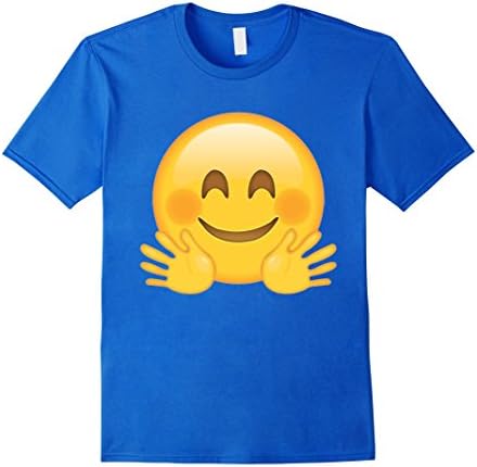 Mens Hugging Hands Blush Face Emoji T Shirt Medium Royal Blue