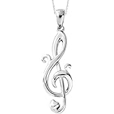 Gem And Harmony Love Notes Music Note Pendant Necklace in Sterling Silver with Chain