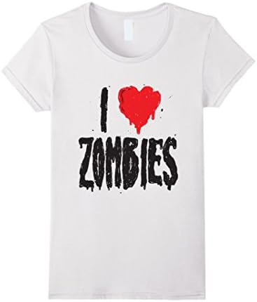 Womens I Love Zombies - Halloween Holiday T Shirt Medium White
