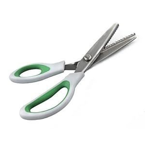 Image of ZXUY Pinking Shears Green Comfort Grips Professional Dressmaking Pinking Shears Crafts Zig Zag Cut Scissors Sewing Scissors (1, 5 Ounce)