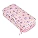 BTSKY Floral Pencil Case with Compartments -High Capacity Double Layers Pencil Pouch Stationery Organizer Multifunction Cosmetic Makeup Bag, Perfect Holder for Pencils and Pens Tulips Pink