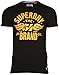 Superdry Mens 54 Brand Cold Dye Tee Black Slub MD