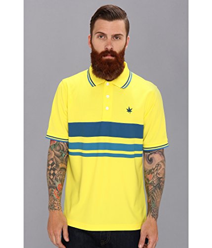 Boast Men's Printed Stripe Court Polo Bright Yellow LG