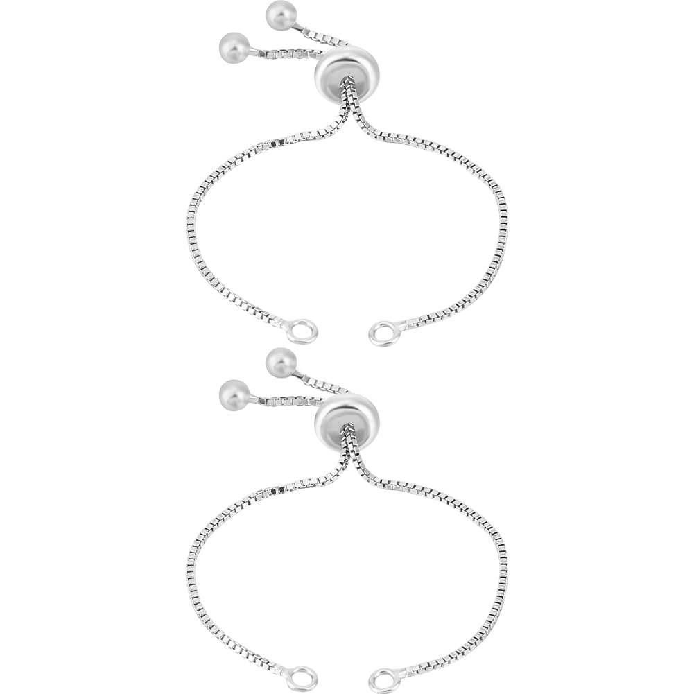 Beebeecraft 1 Box 2Pcs Adjustable Slider Bracelets 925 Sterling Silver 12cm Slider Bracelet Chain Making Slider Extender Chains for Jewellery Making DIY Findings