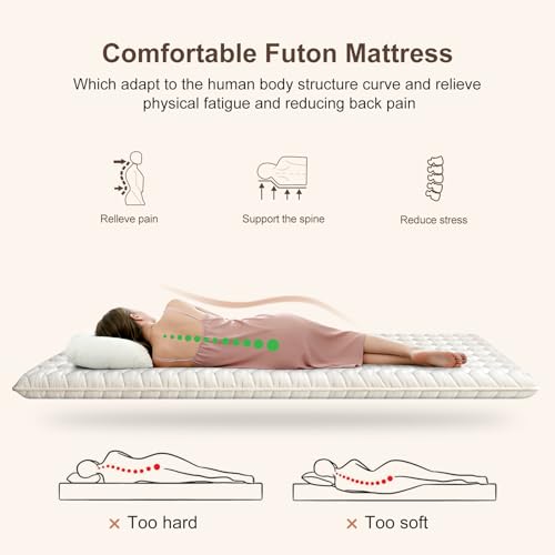 Premium Japanese Floor Mattress Twin Size 80"x 39", Extra Thick Futon Mattress with 100% High Density Foam - Ideal for Comfort and Support, Portable Tatami Mat Sleeping Pad for Guest Room, Dormitory