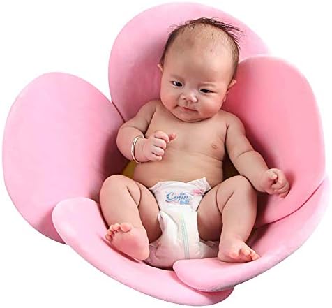 Syhonic Newborn Baby Bath Cushion Sink Bather,Foldable Soft Flower Petal Shape Bathtub Pad Quick Drying Bathtub Mat for Infant Bathing Tub Seat Support(Pink)