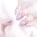 Laza 96 Pcs Colorful Fake Nails Grey Purple Full Cover Oval Short Matte Artificial Acrylic Nails - Flog Purple