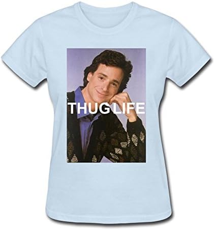 Bob Saget: Thug Life Full House 100% Cotton Crewneck Womens Tee Shirts Skyblue M