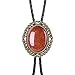 MASOP 3D Red Art Deco Stone Gentlemen Vintage Gold Tone Filigree Bolo Tie
