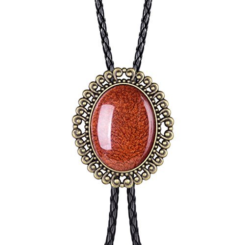 MASOP 3D Red Art Deco Stone Gentlemen Vintage Gold Tone Filigree Bolo Tie