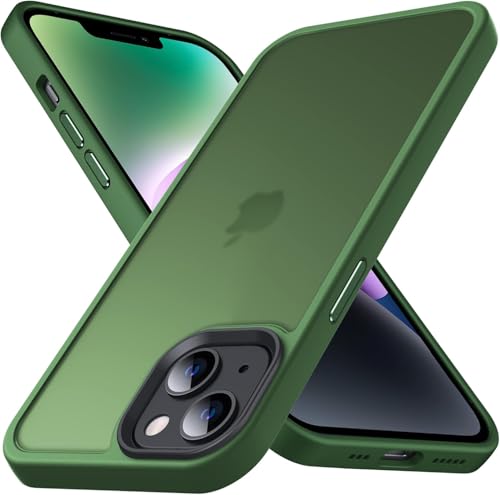 Anqrp Designed for iPhone 14 and iPhone 13 Case, [Military Shockproof] Super Soft Silicone Slim Translucent Matte Protective Phone Cover, Compatible with iPhone 14/13 6.1, Green