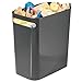 InterDesign Una Rectangular Trash Can with Handles, Waste Basket Garbage Can for Bathroom, Bedroom, Home Office, Dorm, College, 12-Inch, Charcoal Gray
