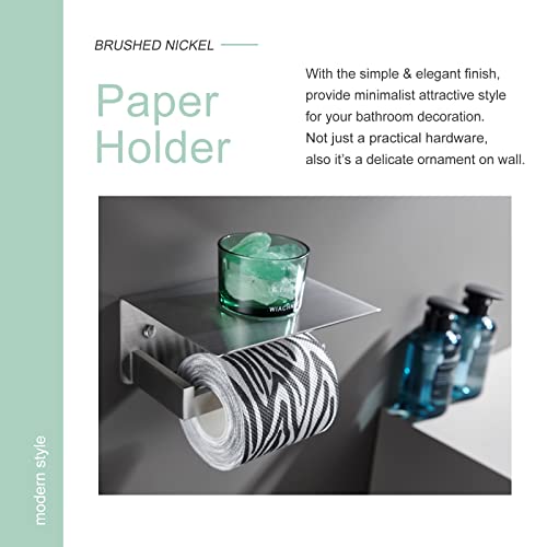 Toilet Paper Holder with Phone Shelf Brushed Nickel, APLusee Bathroom Accessories SUS 304