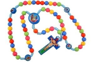 CB Multicolor Saint Prayer Beads with Nativity Centerpiece 15 Inch Cord Rosary for Kids