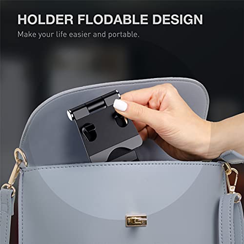 2 Pack Cell Phone Stand, Aluminum Desktop Phone Holder Dock, Fully Foldable, Adjustable Desk Phone Holder Cradle Dock, Compatible with All 4-12\'\' Phones and Ipad ,iPhone 12 Pro Max,Black Space Gray