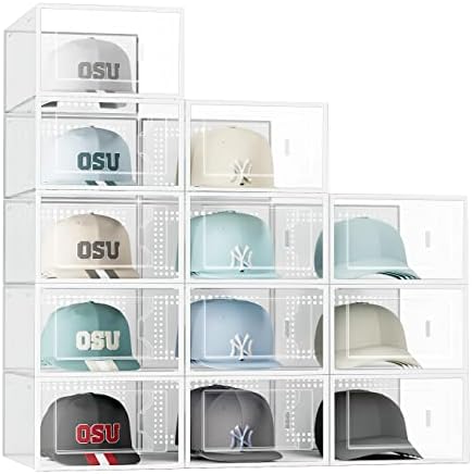 ENSNG 12 Pack Shoe Storage Box, Shoe Boxes Clear Plastic Stackable,Shoe ...