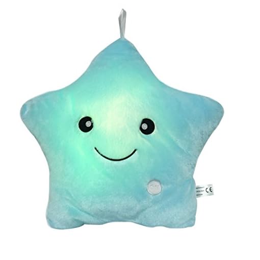 WEWILL Creative Glowing LED Night Light Twinkle Star Shape Plush Pillow Stuffed Toys, Blue - Image 3