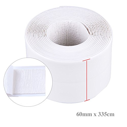 Caulk Strip Caulkstrip Water-tight Tape Kitchen Bathtub Toilet Tub Surround Sealer PE Trim White (60mm x 335cm)