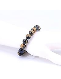 Pulsera elastizada hecha a mano, con ojo de tigre, de 10 mm, AAA