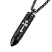 HZMAN Stainless Steel Celtic Cross Bullet Cremation Jewelry Keepsake Memorial Ash Urn Necklace Black 22+2