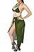 Kisscynest Women's Straps Cut Out Mesh Maxi Skirt Coverup Three Pieces Swimsuit XL Army Green