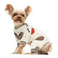Fitwarm Hedgehog Thermal Pet Winter Clothes for Dog Pajamas Cat Onesies Jumpsuits Thick Velvet Cream White XXL
