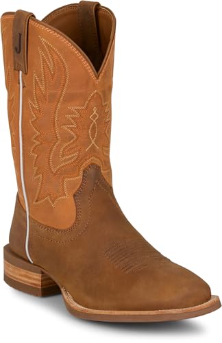 Justin Rustle 11" Premium Leather Western Boots for Men - Outlaw collection - Durable, Comfortable Cowboy Style Footwear, Rustic Amber - 13 D at Amazon