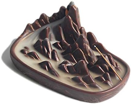YURASIKU Creative Mountain Shape Ceramic Censer Home Decor Backflow Incense Burner Stick Incense Holder with 20 Pcs Incense Cones