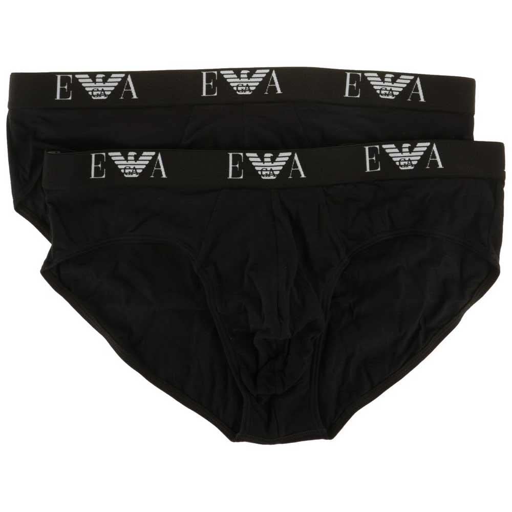 Emporio Armani Stretch Cotton 2 Pack Basic Brief - Black